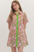 Valerie Botanical Print Short Sleeve Mini Dress