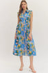 BETSY BLUE WATERCOLOR MIDI DRESS