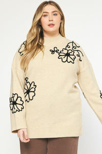 Lottie Floral Sweater - Plus Size
