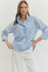 Tessa Sripe Print 3/4 Sleeve Top
