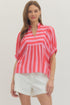 Annie Stripe Print Short Puff Sleeve Top