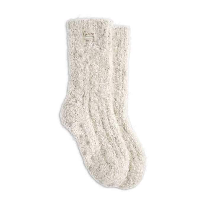 Cream Women's Fuzzy Giving Socks with Grippers - Giving Collection By Demdaco