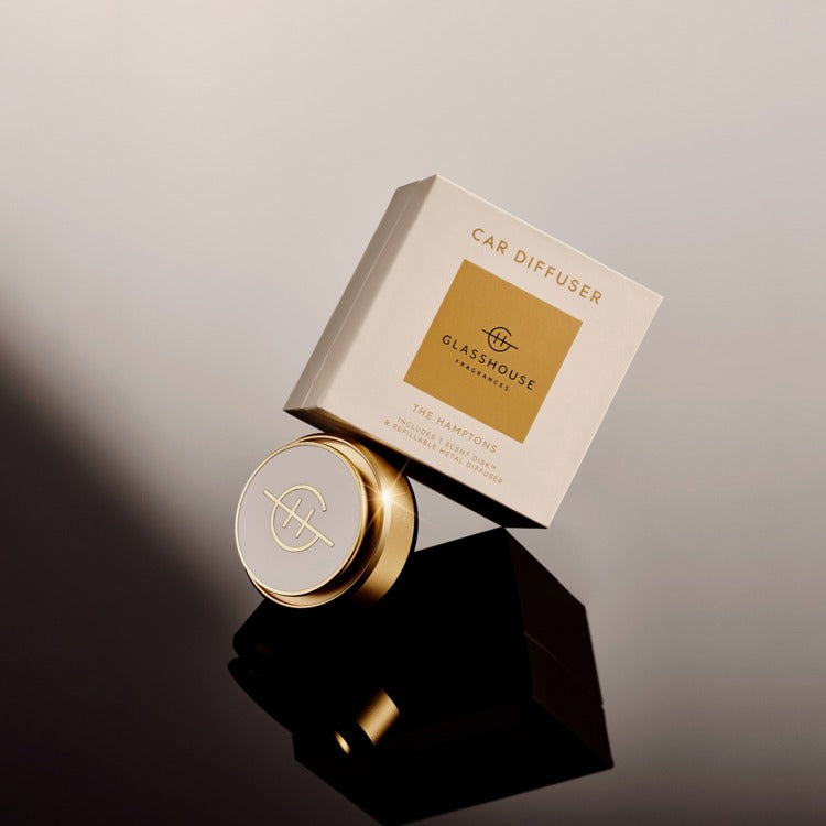 Gold Car Diffuser with 1 Replacement Scent Disk -