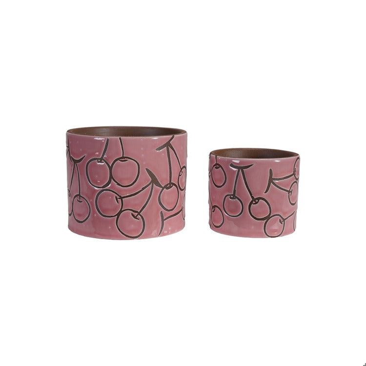 Cherry Embossed Stoneware Planters Planter