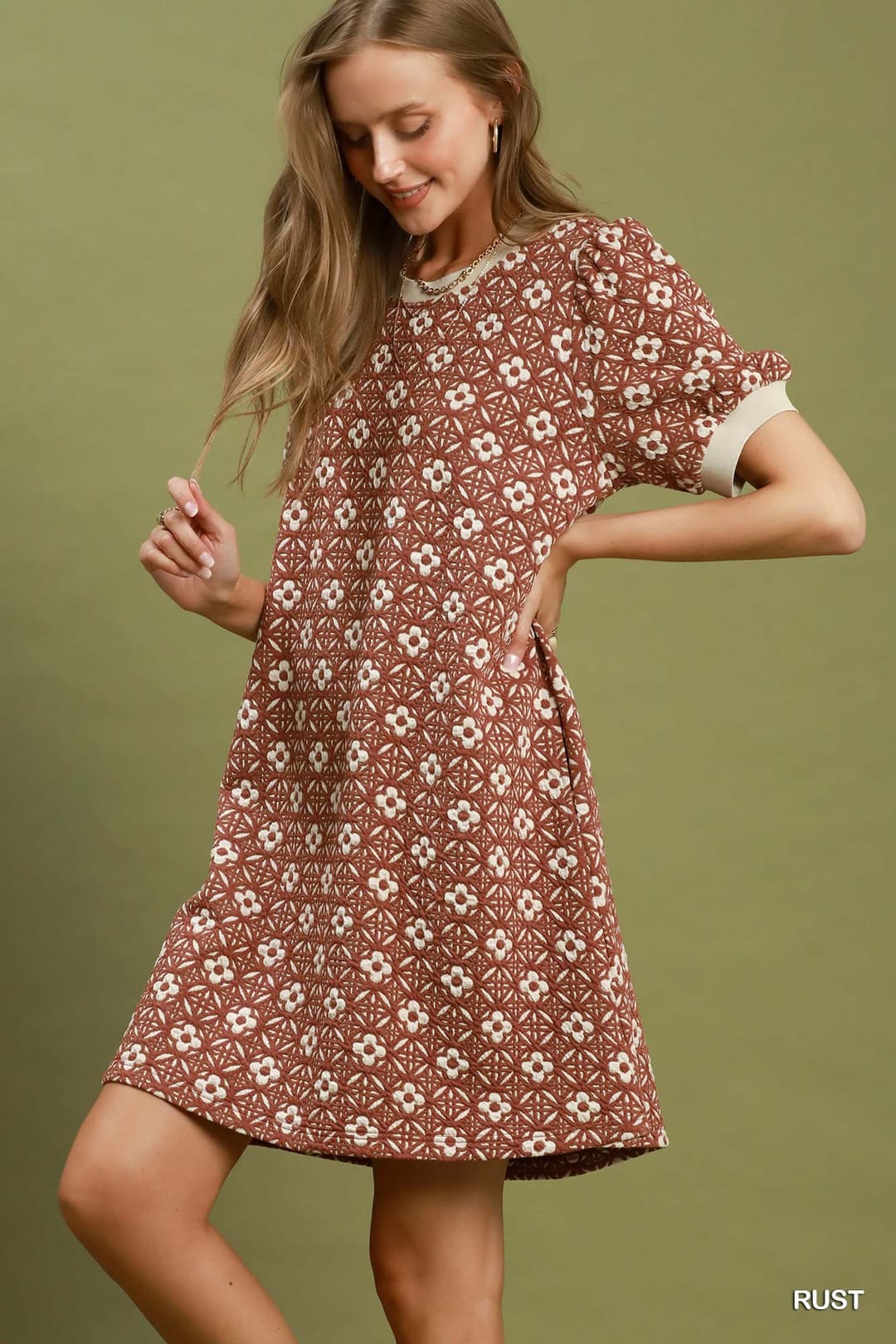 Umgee C6443 Textured Puff Sleeve Mini Dress – Black with Pockets - Size S
