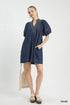 Umgee K1835 Washed Denim Mini Dress – Contrast Thread Detail - View 4