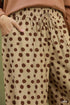 Umgee D1261 Polka Dot Wide-Leg Pants – Latte with Front Tie - Size S