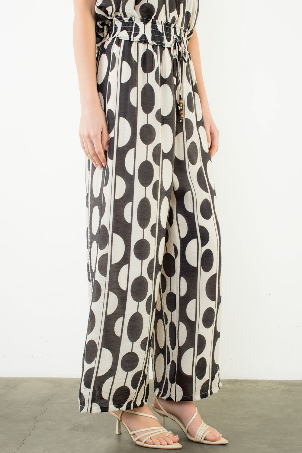Oval Dot Smocked Waist Pants