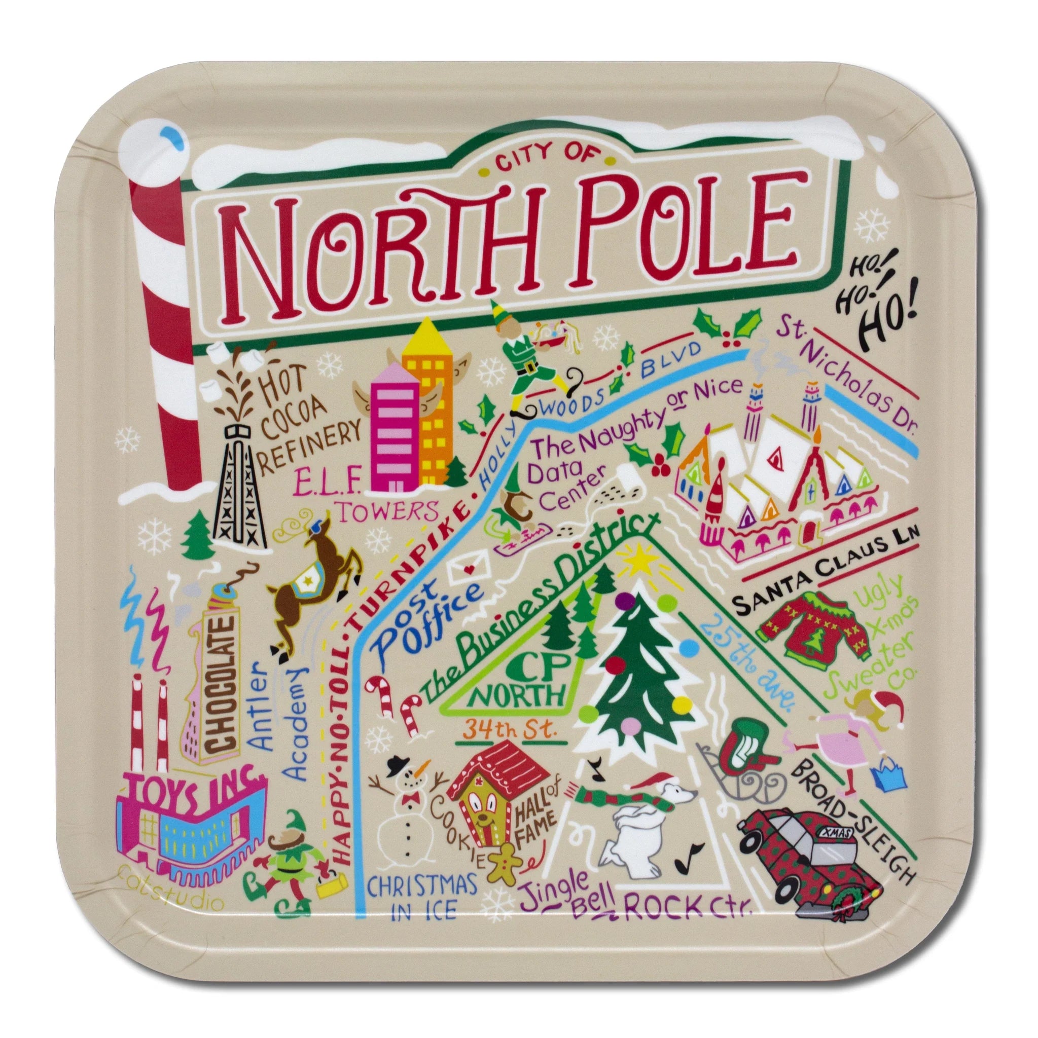 North Pole City Birchwood Tray BY CATSTUDIO - A. Dodson's
