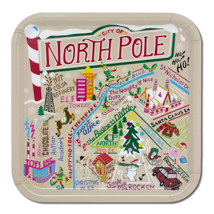 North Pole City Birchwood Tray BY CATSTUDIO