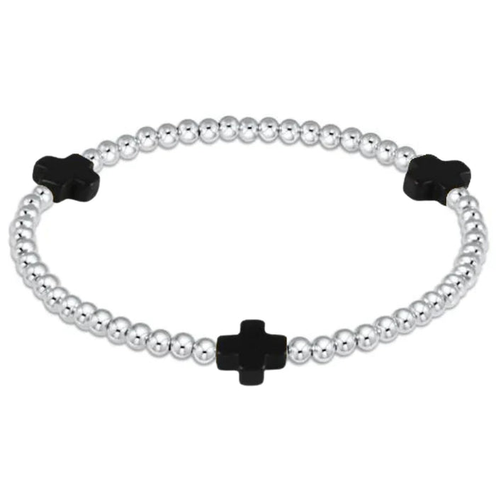 enewton extends signature cross sterling pattern 3mm bead bracelet - onyx by enewton
