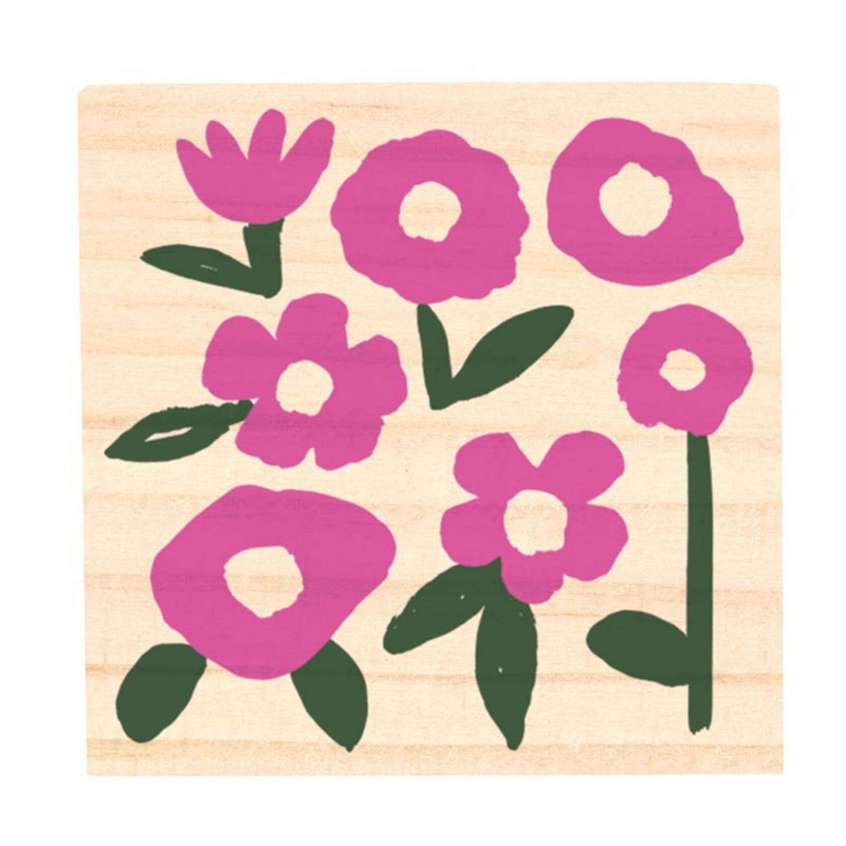 Hot Pink Flower Earring Set with Wood Gift Box by Santa Barbara Design Studio
