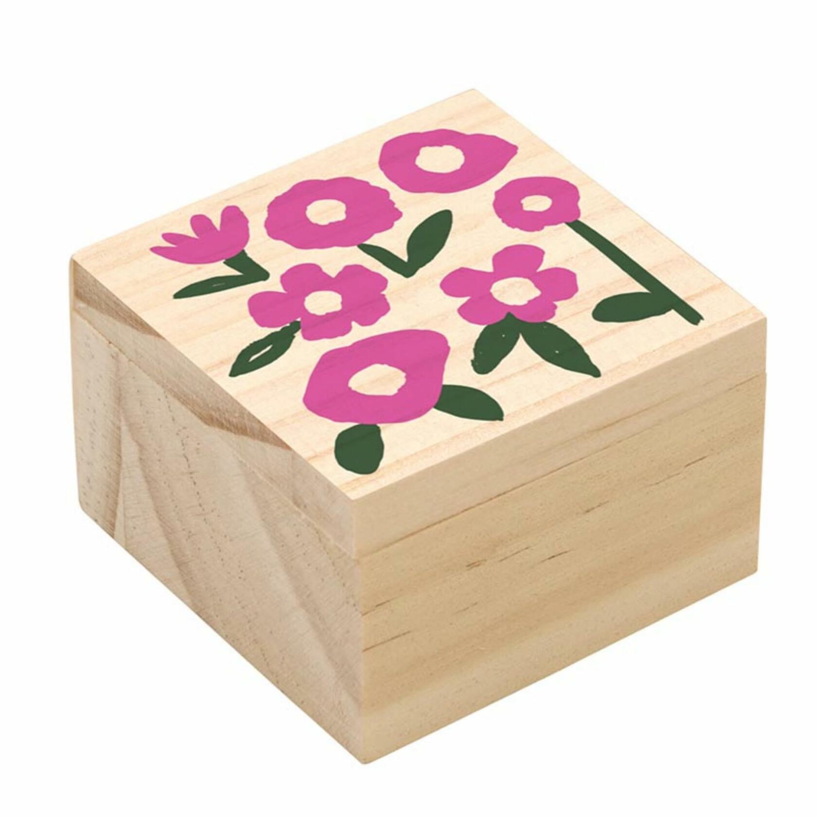 Hot Pink Flower Earring Set with Wood Gift Box by Santa Barbara Design Studio