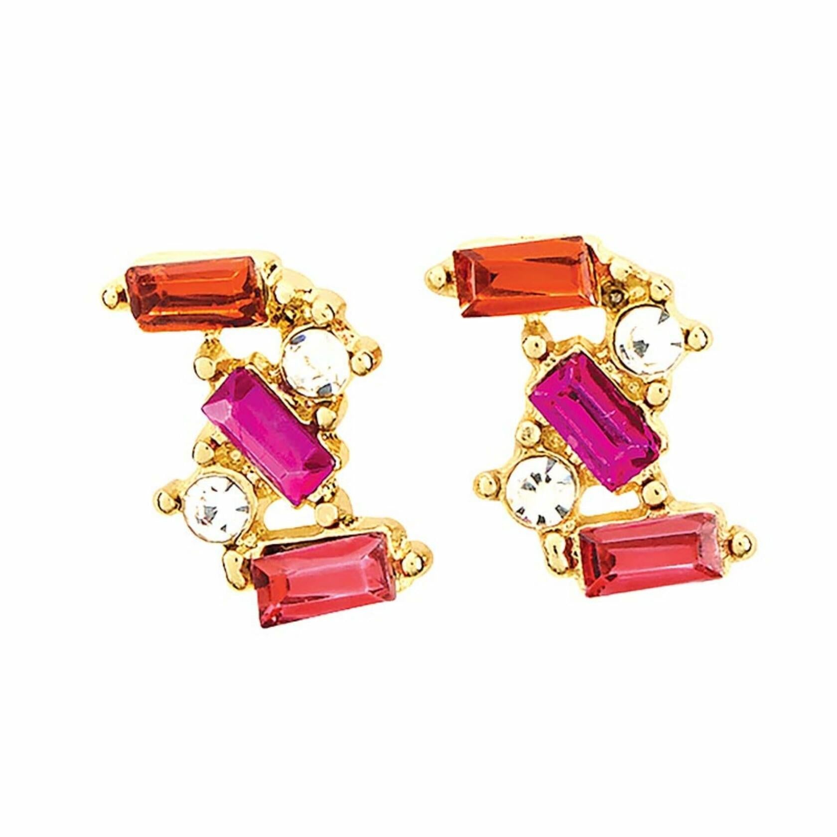 Hot Pink Flower Earring Set with Wood Gift Box by Santa Barbara Design Studio