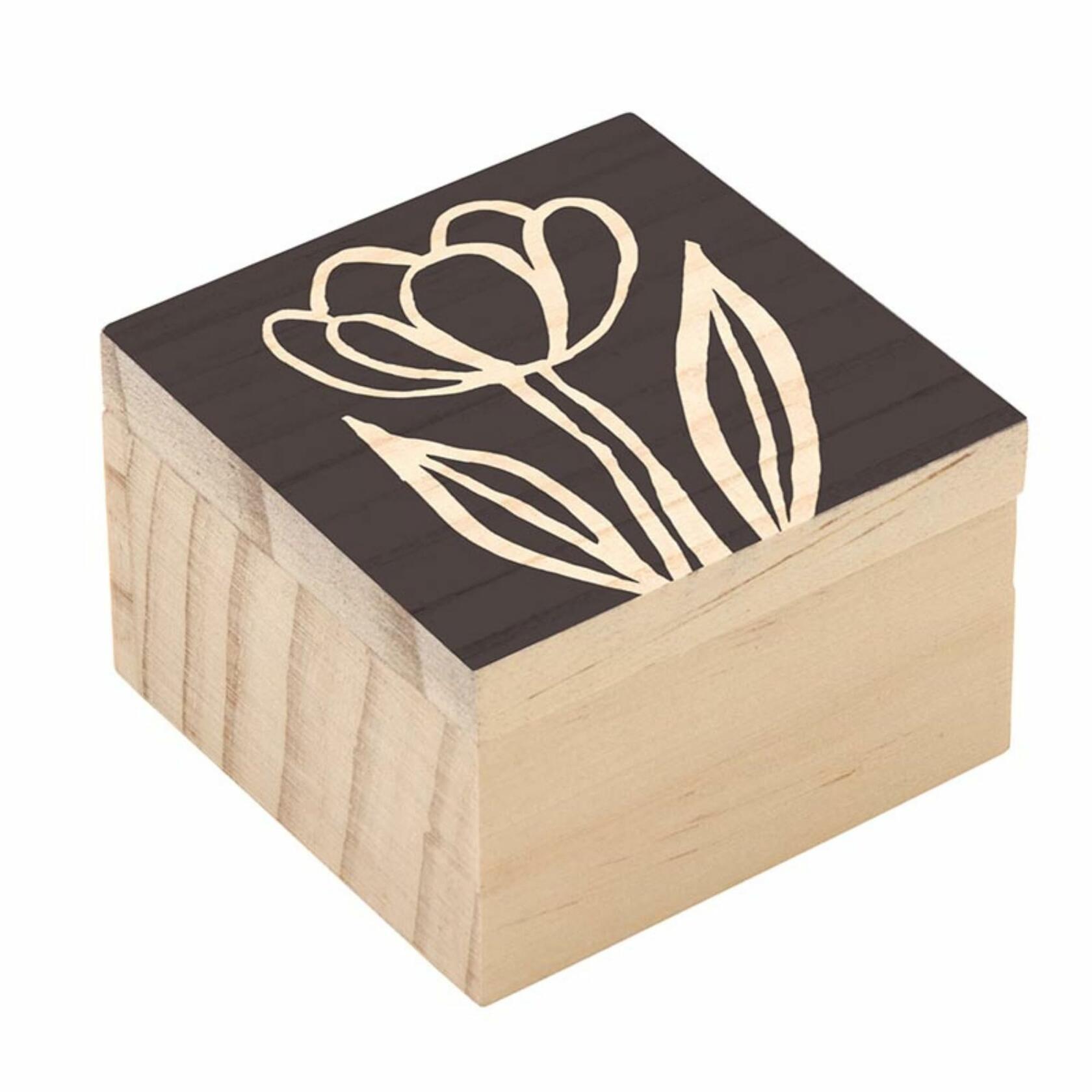 Black Flower Earring Set with Wood Gift Box by Santa Barbara Design Studio