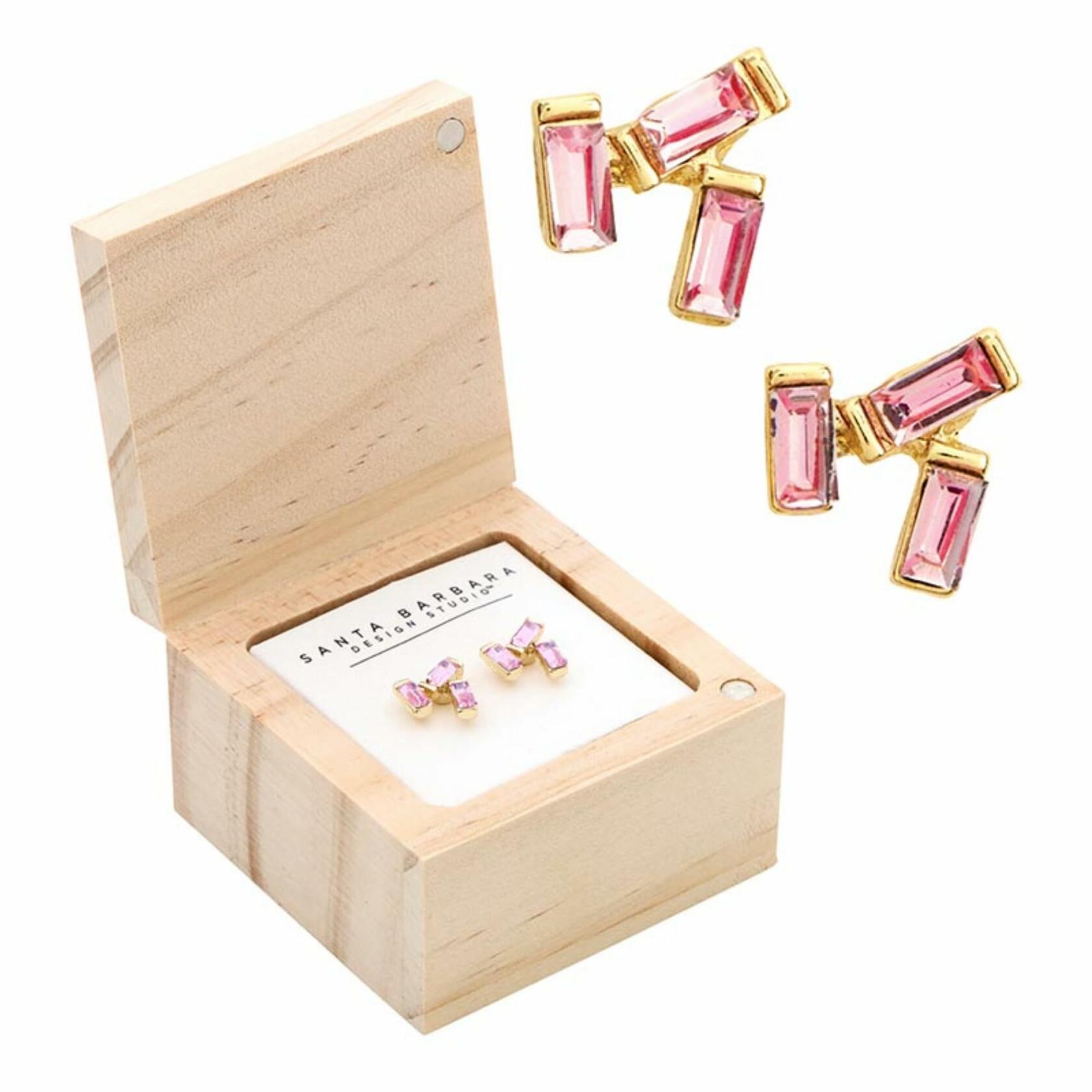 Blush Pink Mama Earring Set with Wood Gift Box by Santa Barbara Design Studio