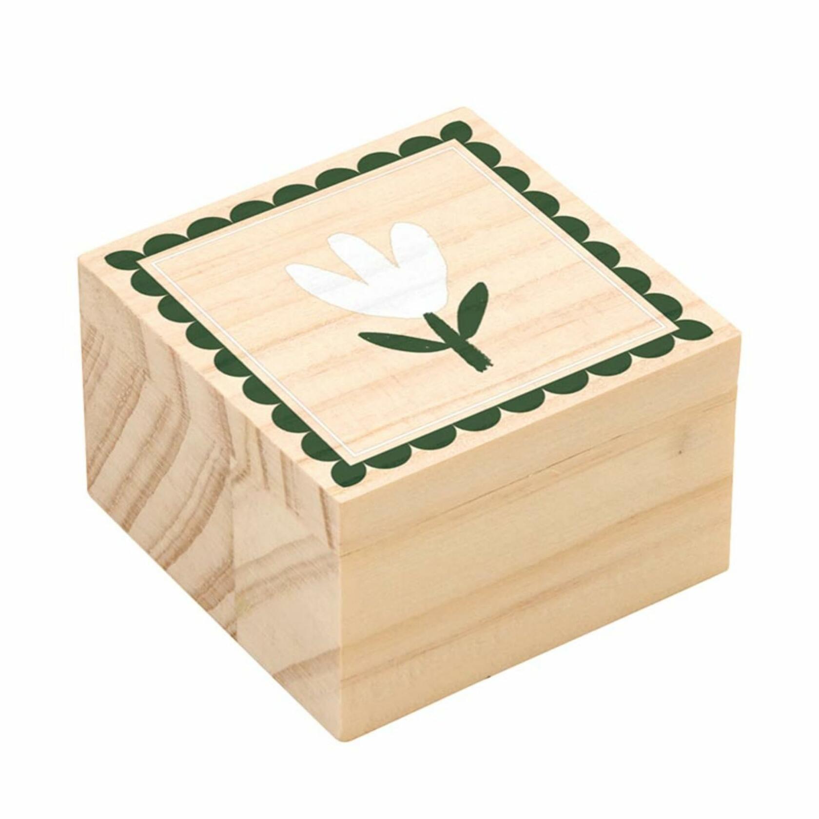 Green Flower Earring Set with Wood Gift Box by Santa Barbara Design Studio