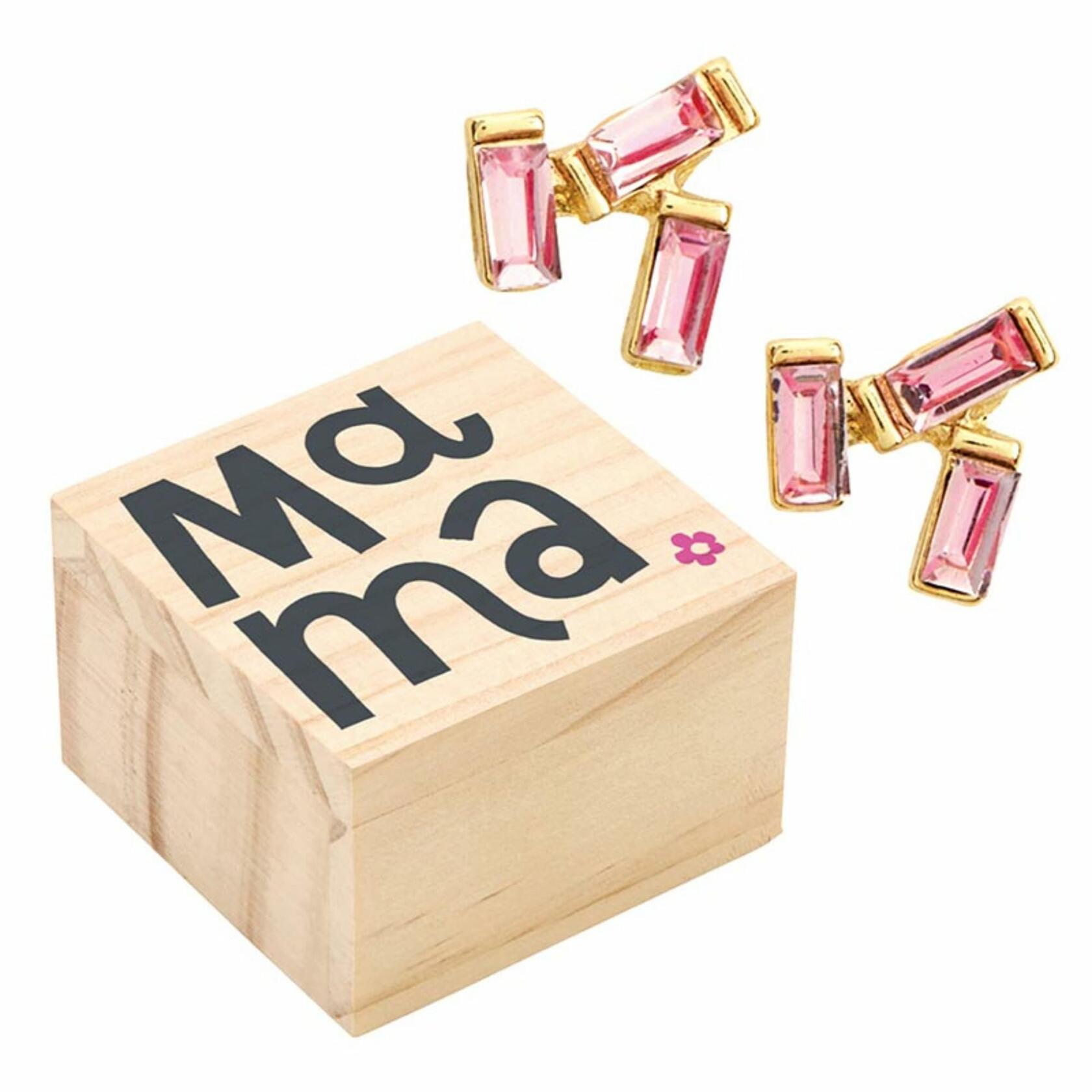 Blush Pink Mama Earring Set with Wood Gift Box by Santa Barbara Design Studio