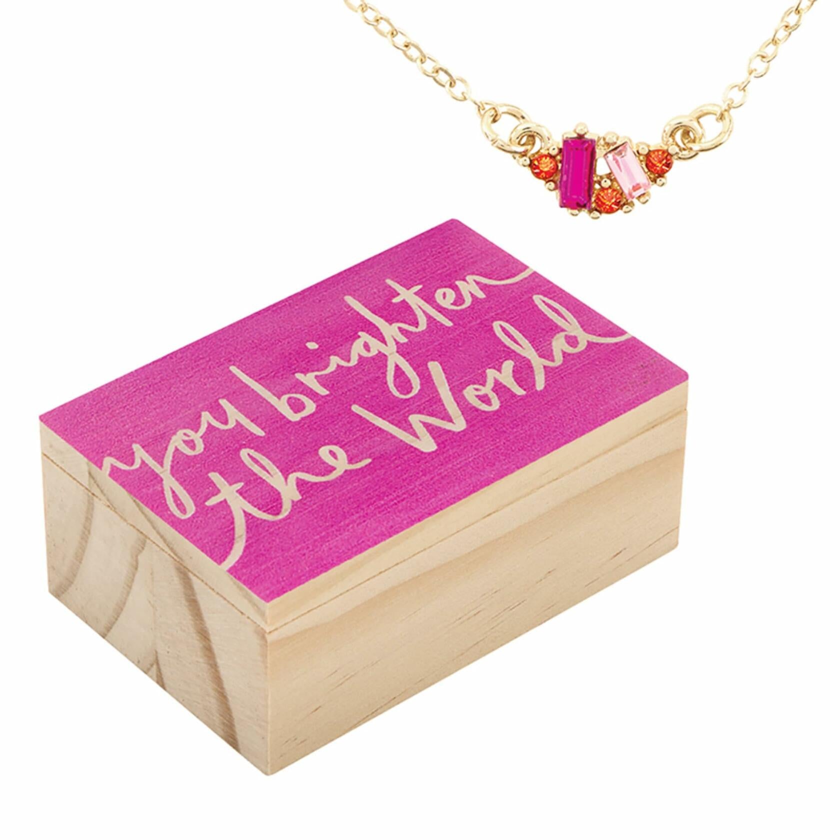 You Brighten The World Necklace with Wood Gift Box by Santa Barbara Design Studio