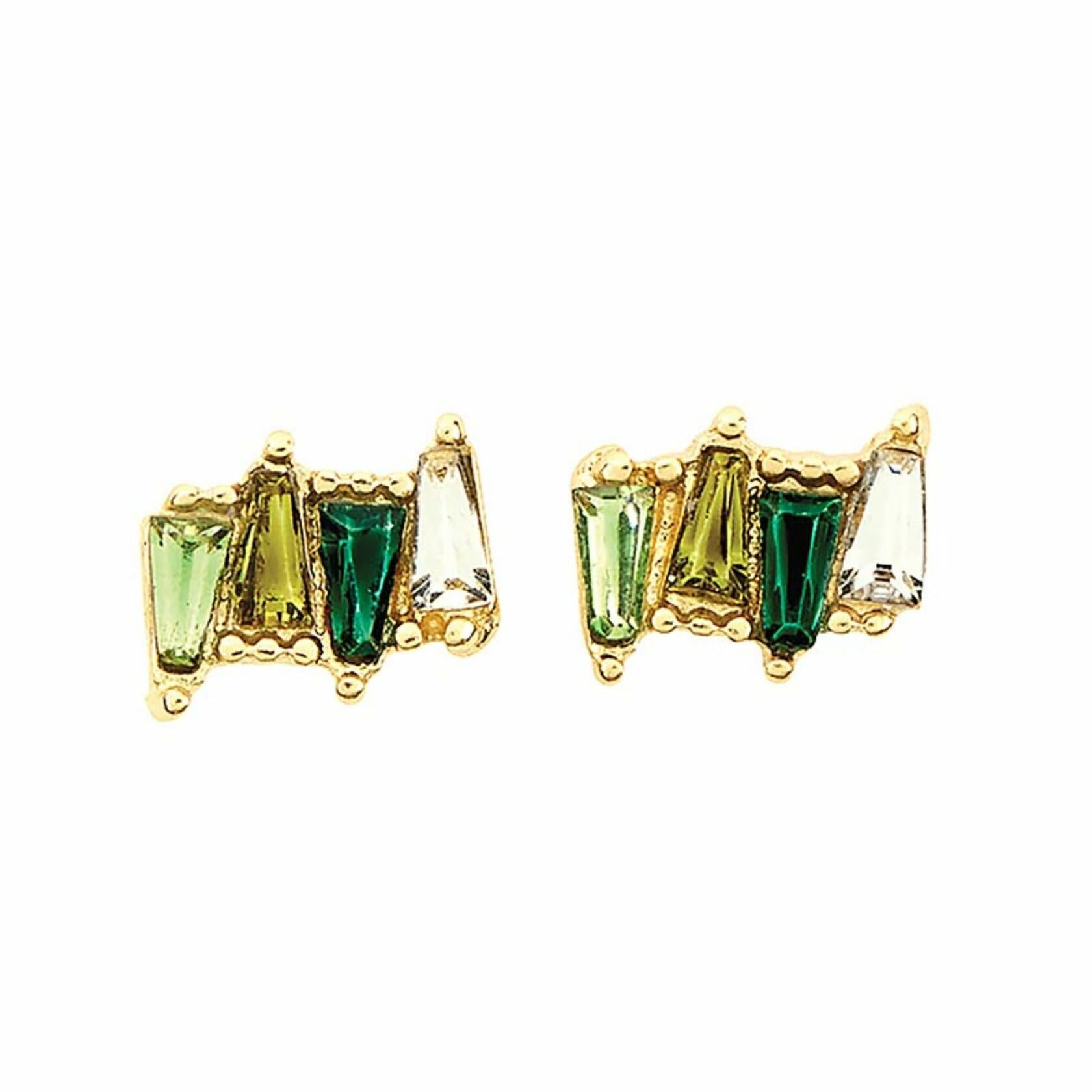 Green Flower Earring Set with Wood Gift Box by Santa Barbara Design Studio