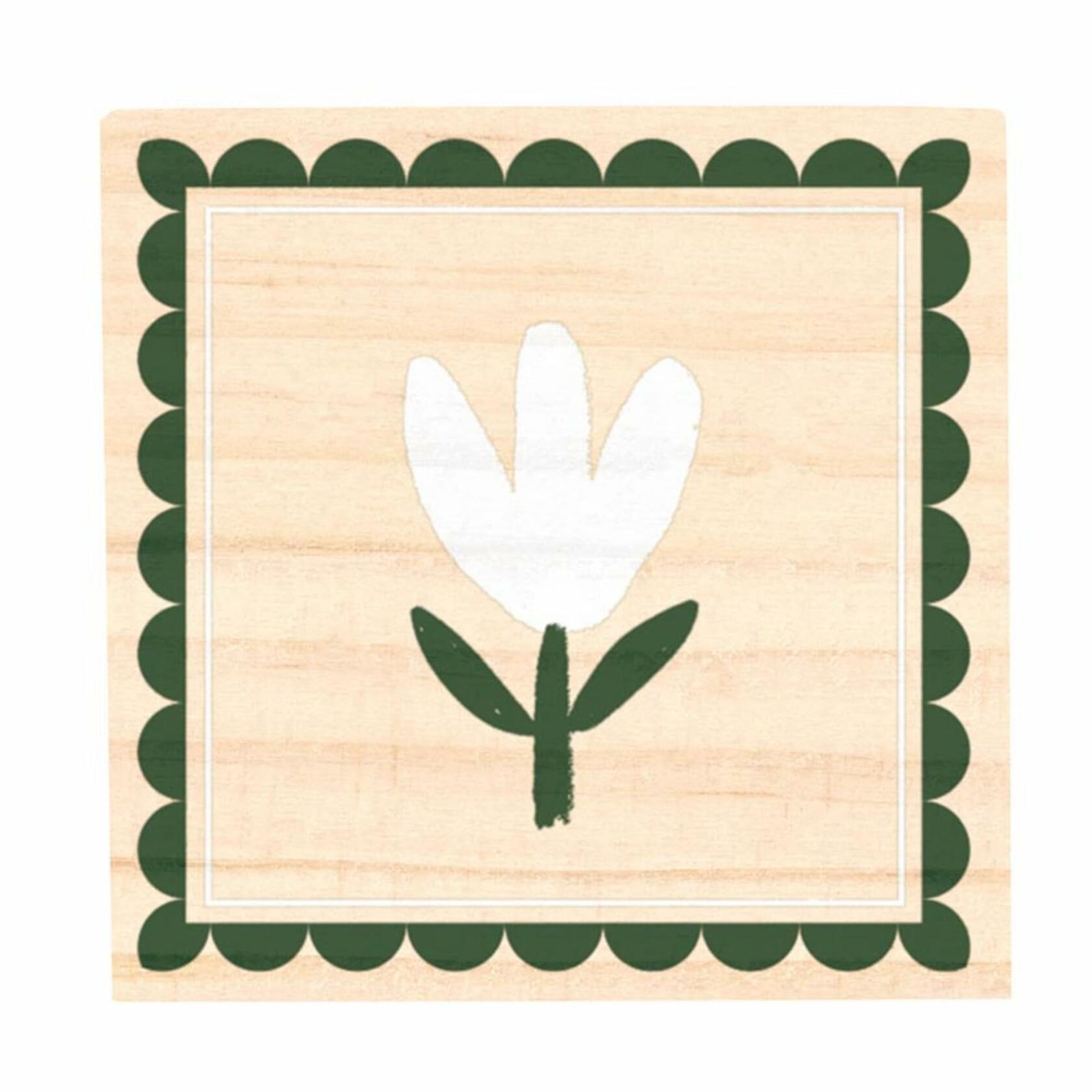 Green Flower Earring Set with Wood Gift Box by Santa Barbara Design Studio