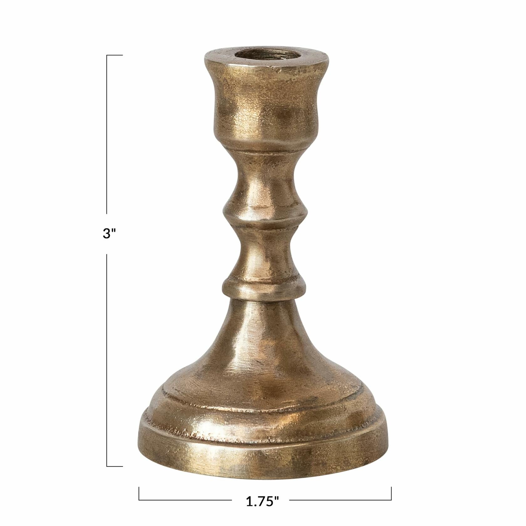 Medium Antique Cast Aluminum Taper Holder, Antique Brass Finish
