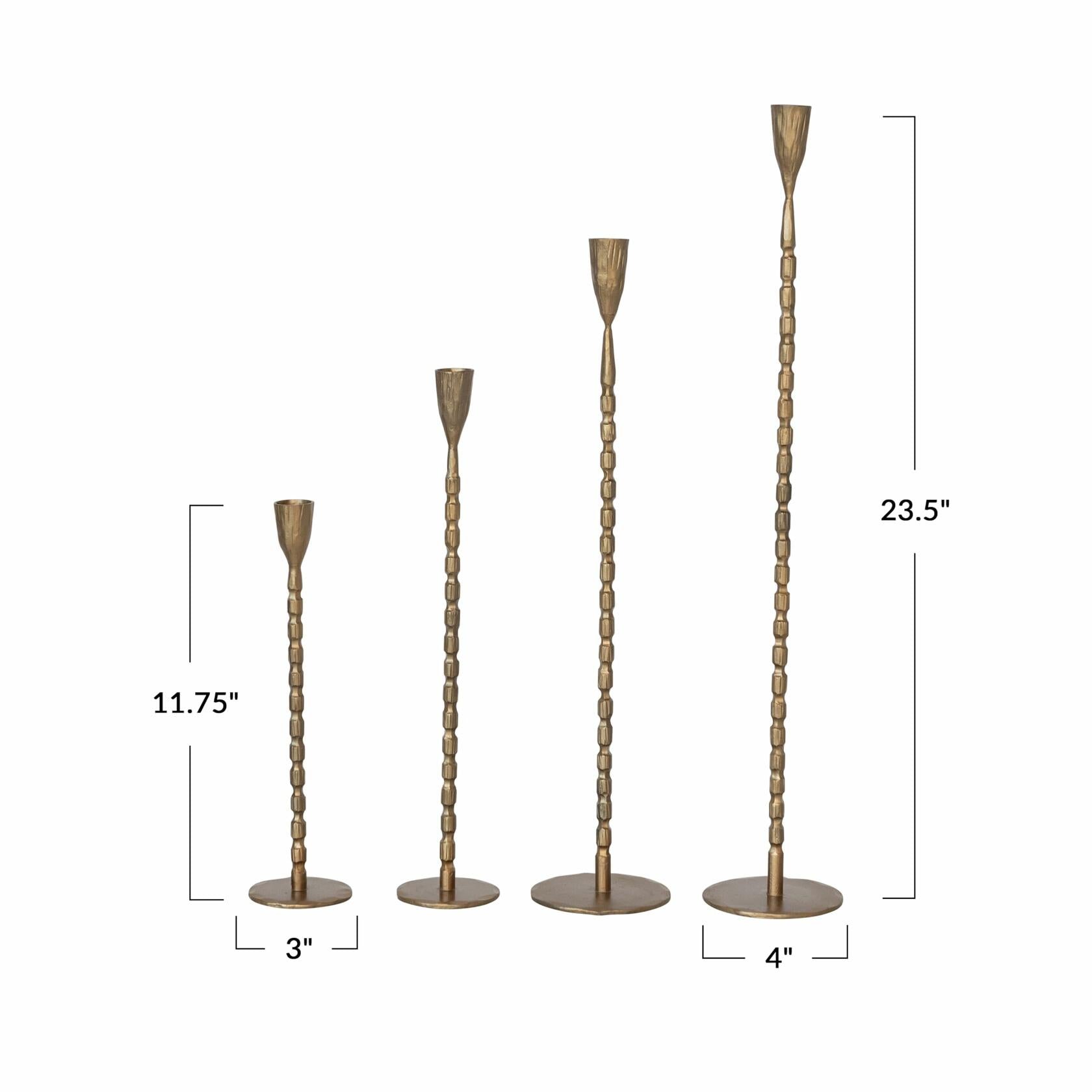 Hand-Forged Cast Metal Taper Holders, Brass Finish