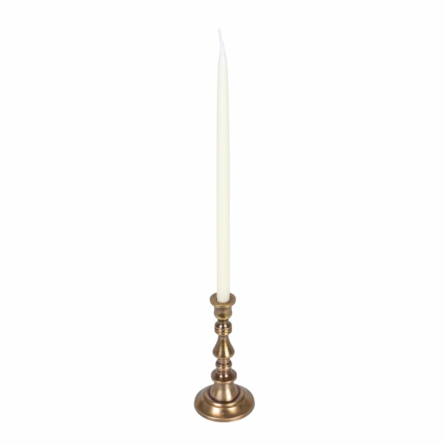 Large Antique Cast Aluminum Taper Holder, Antique Brass Finish