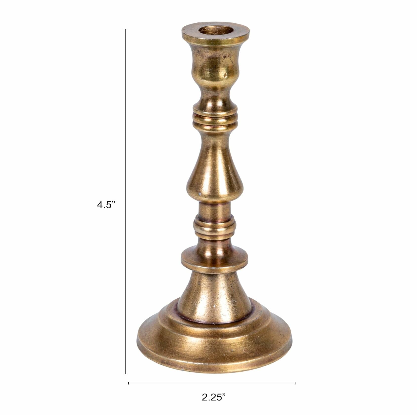 Large Antique Cast Aluminum Taper Holder, Antique Brass Finish