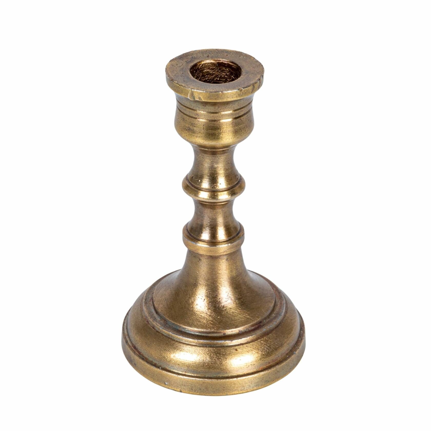 Medium Antique Cast Aluminum Taper Holder, Antique Brass Finish
