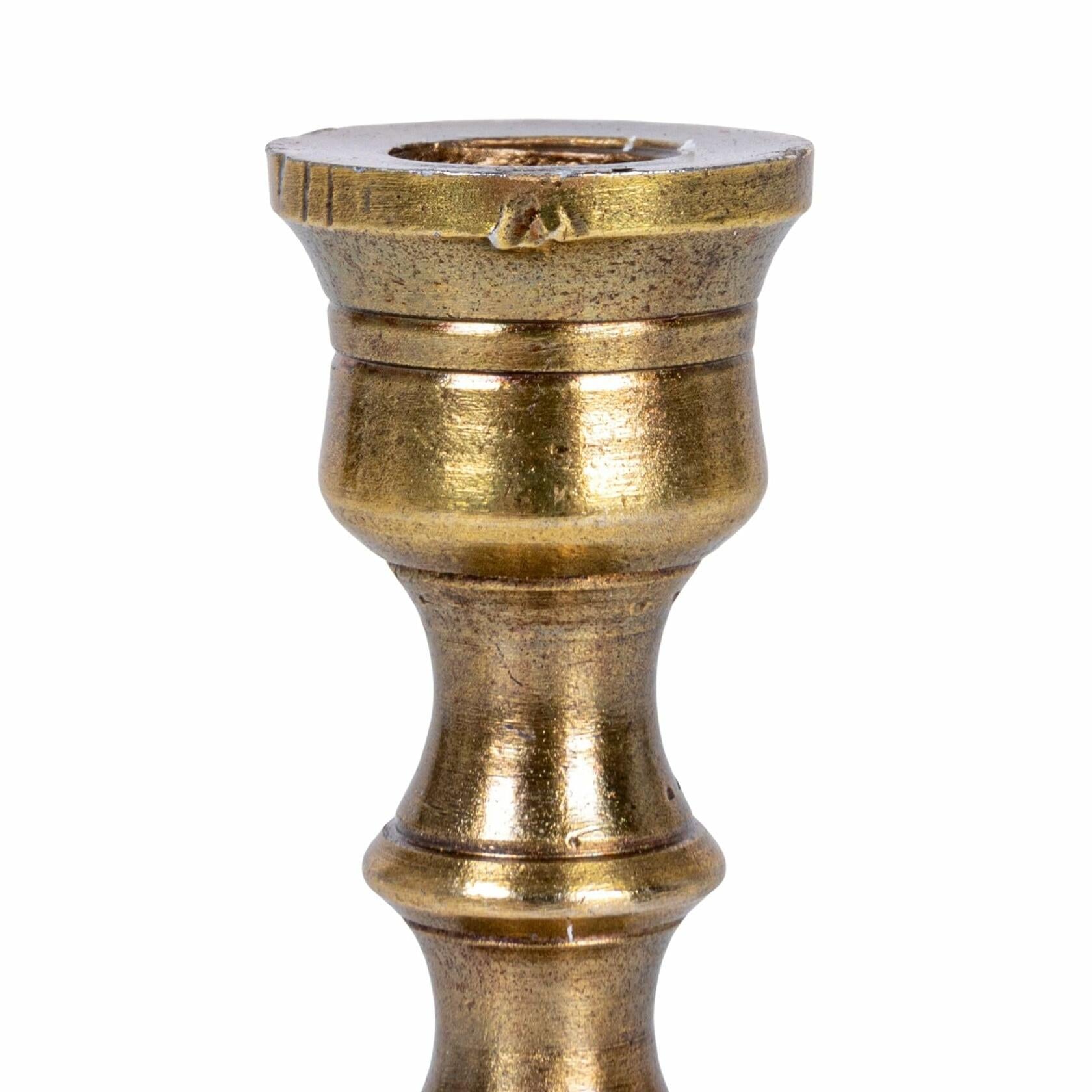 Medium Antique Cast Aluminum Taper Holder, Antique Brass Finish