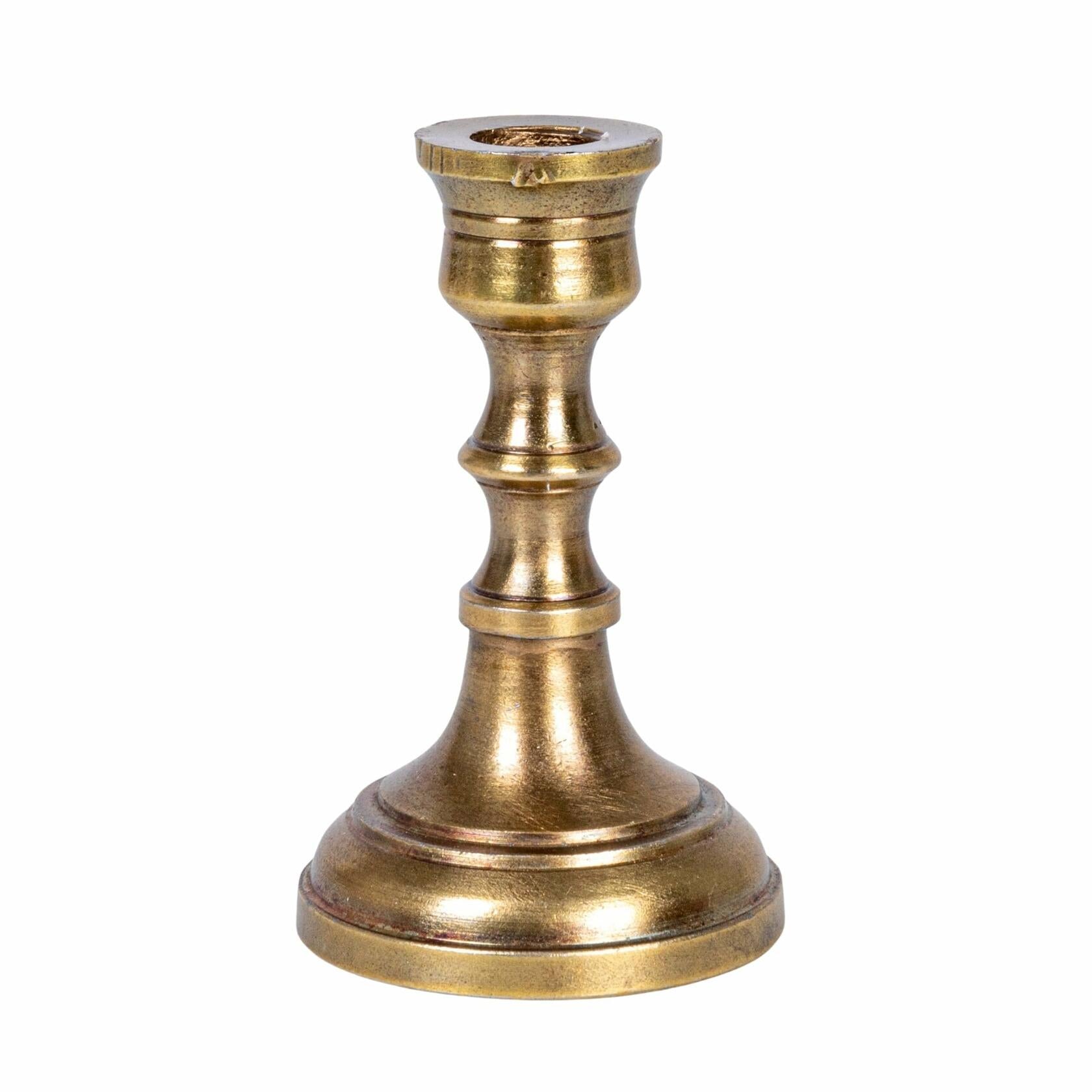 Medium Antique Cast Aluminum Taper Holder, Antique Brass Finish