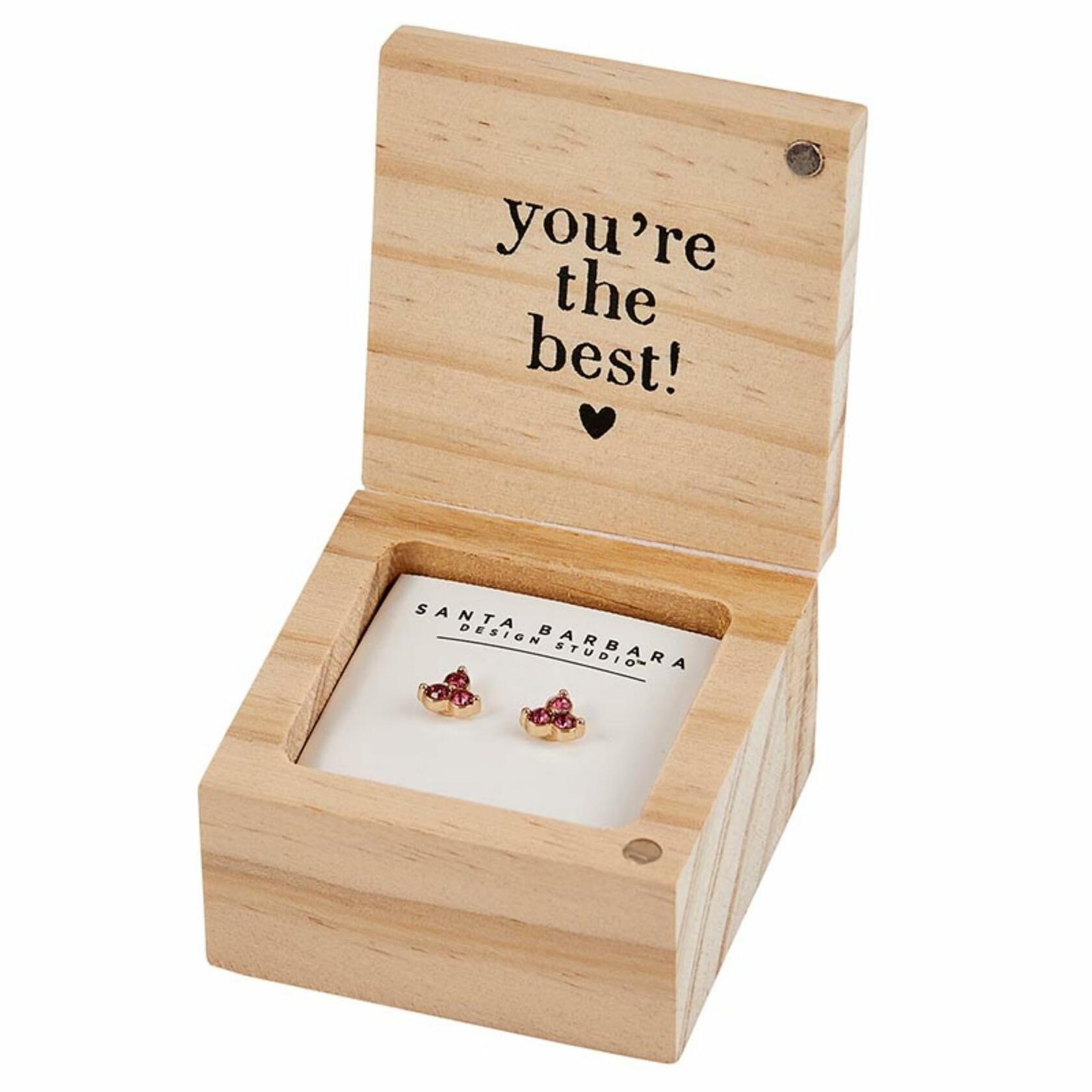 Thank You for Being A Friend Stud Earrings with Wood Gift Box by Santa Barbara Design Studio
