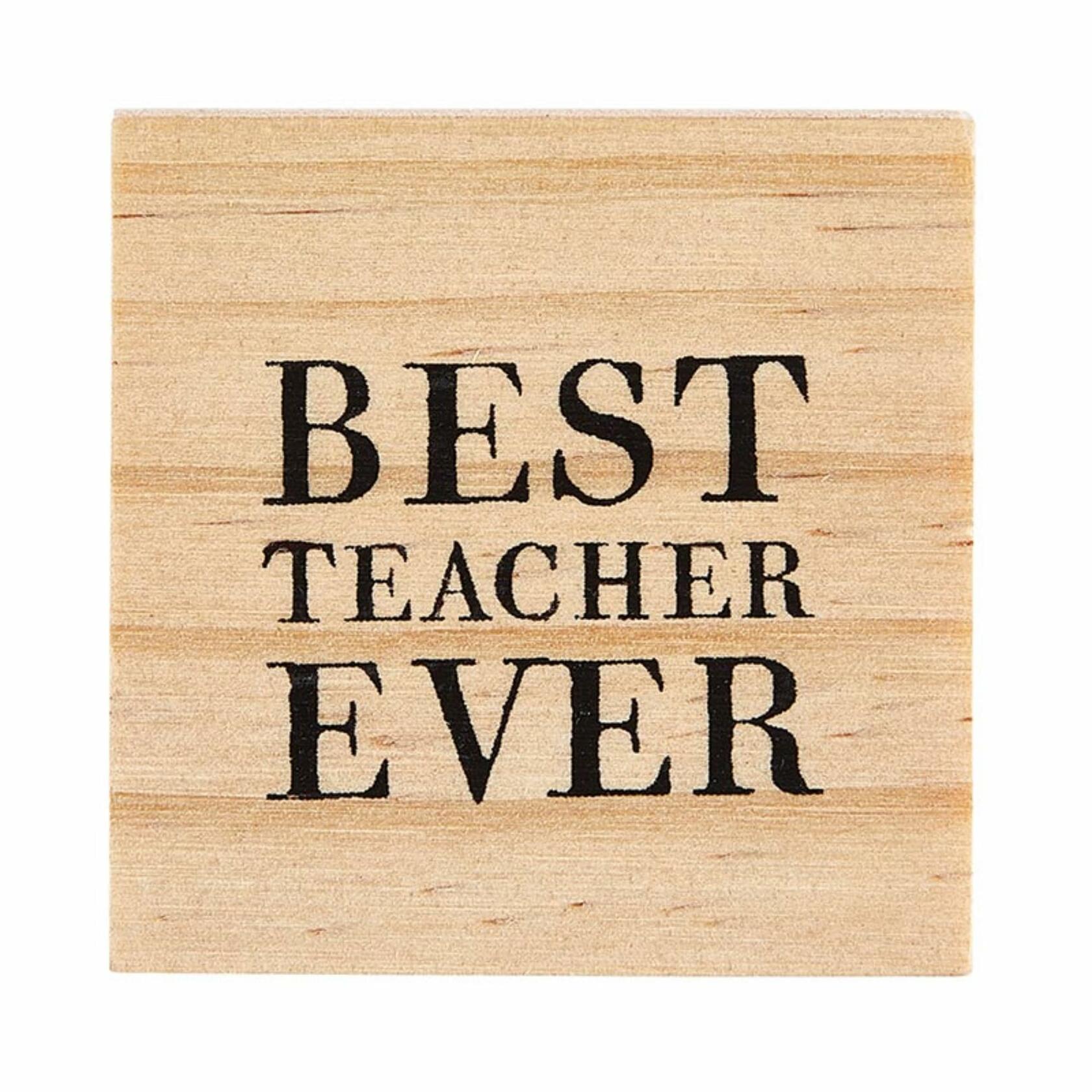 Best Teacher Ever Stud Earrings with Wood Gift Box by Santa Barbara Design Studio