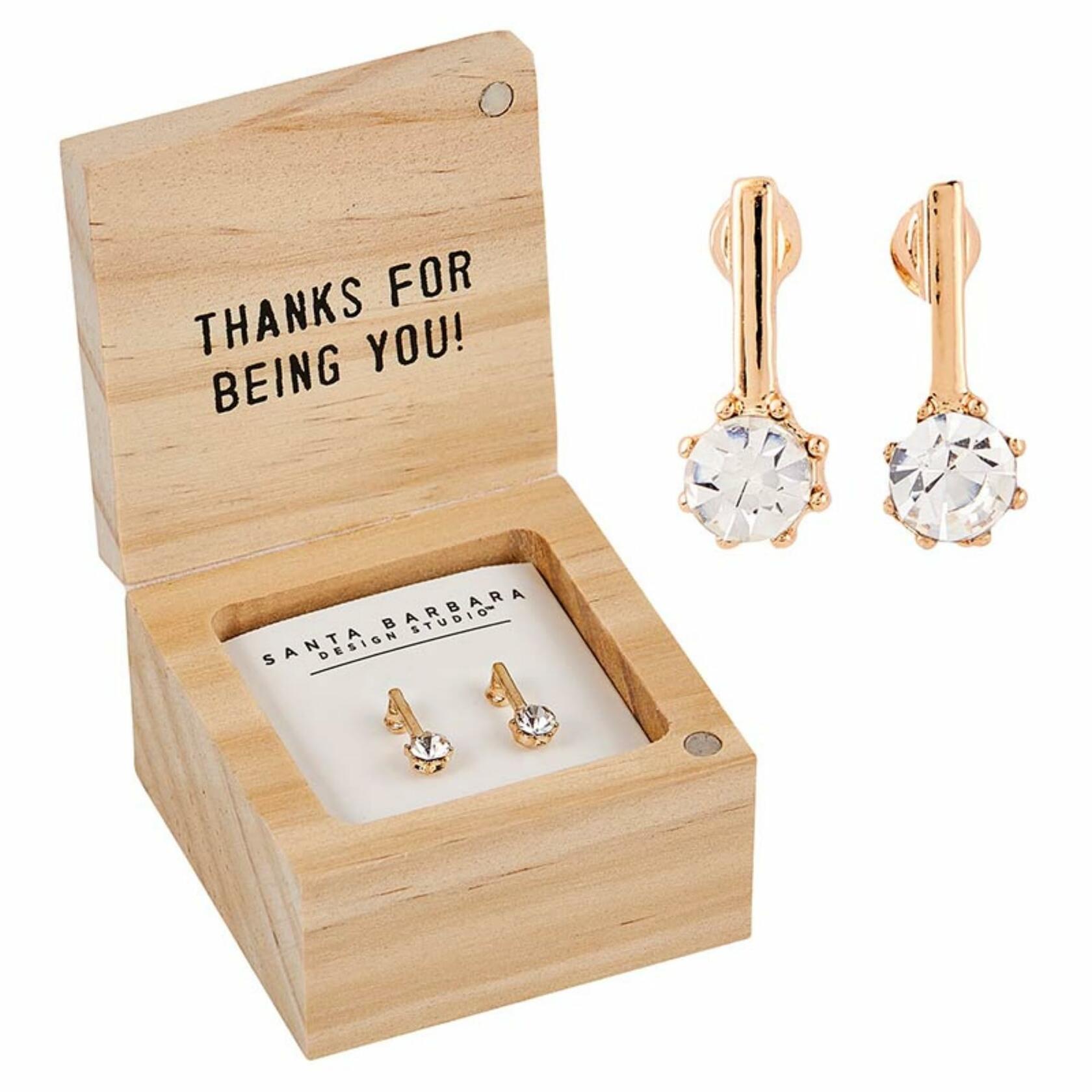 One In A Million Dangle Earrings with Wood Gift Box by Santa Barbara Design Studio
