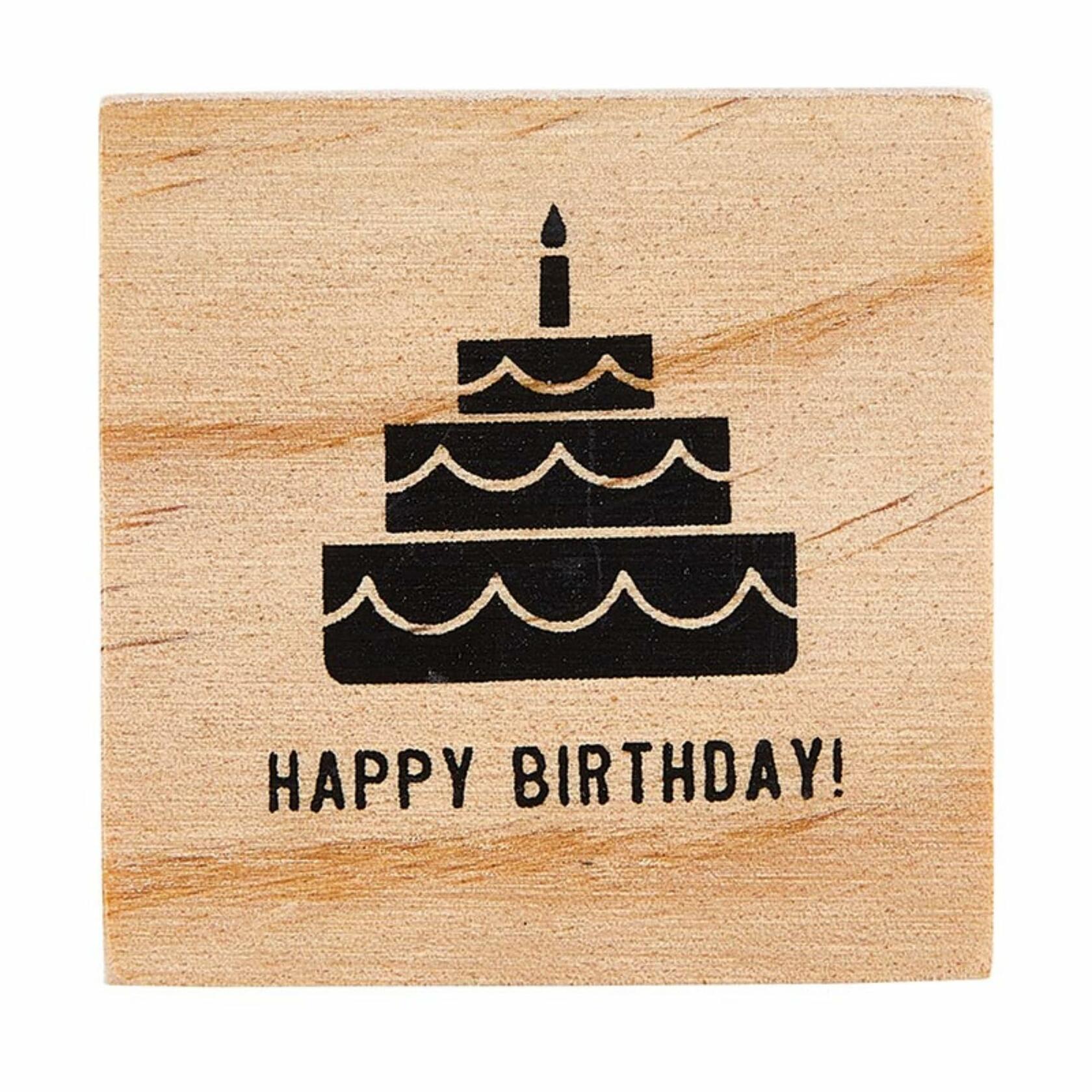 Happy Birthday Stud Earrings with Wood Gift Box by Santa Barbara Design Studio