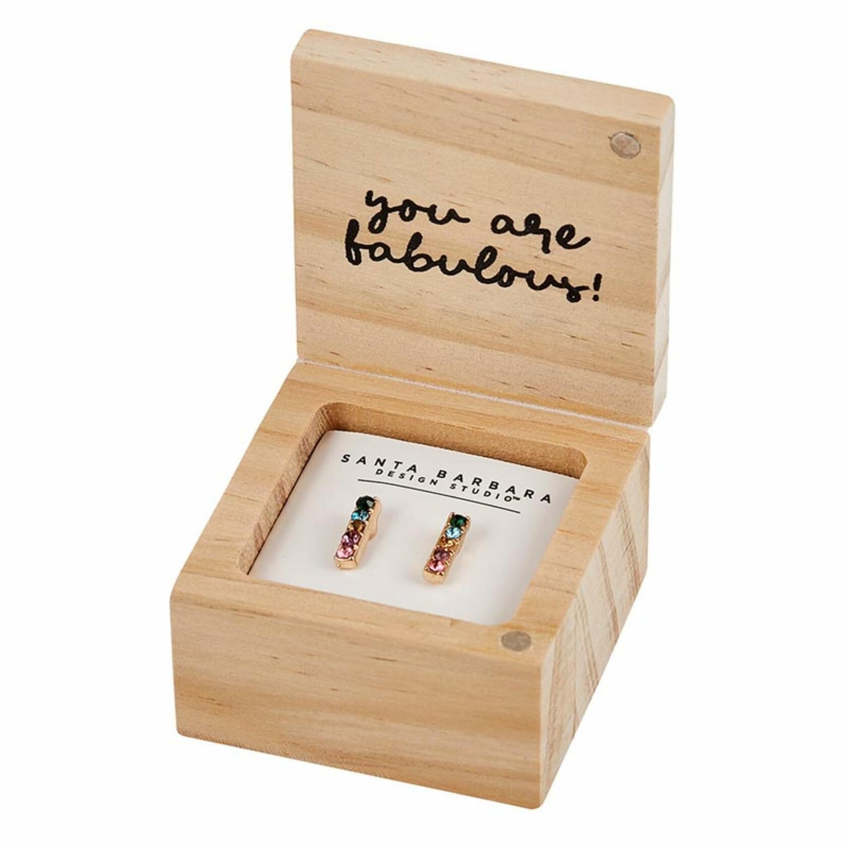 Hello Darling Dangle Earrings with Wood Gift Box by Santa Barbara Design Studio