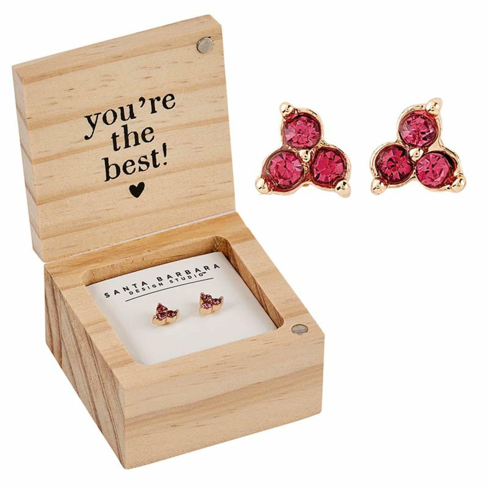Thank You for Being A Friend Stud Earrings with Wood Gift Box by Santa Barbara Design Studio