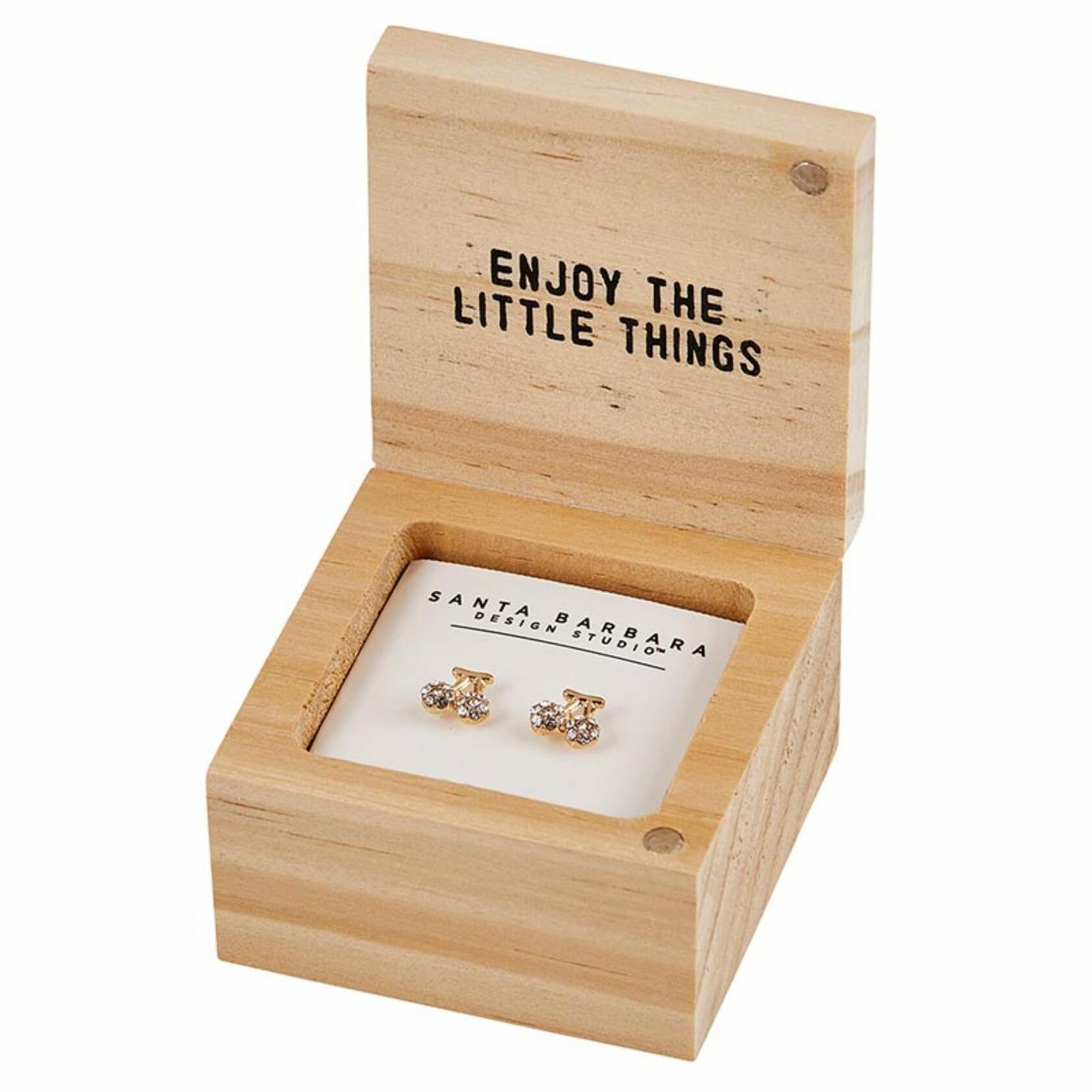 Cherry Life is Sweet Stud Earrings with Wood Gift Box by Santa Barbara Design Studio