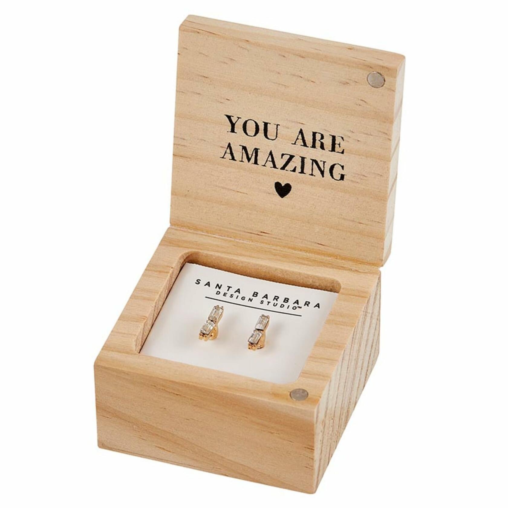 Best Teacher Ever Stud Earrings with Wood Gift Box by Santa Barbara Design Studio