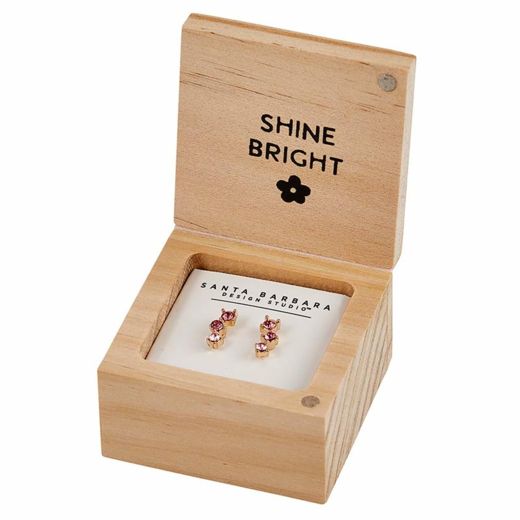 Pink Oh Happy Day Dangle Earrings with Wood Gift Box by Santa Barbara Design Studio