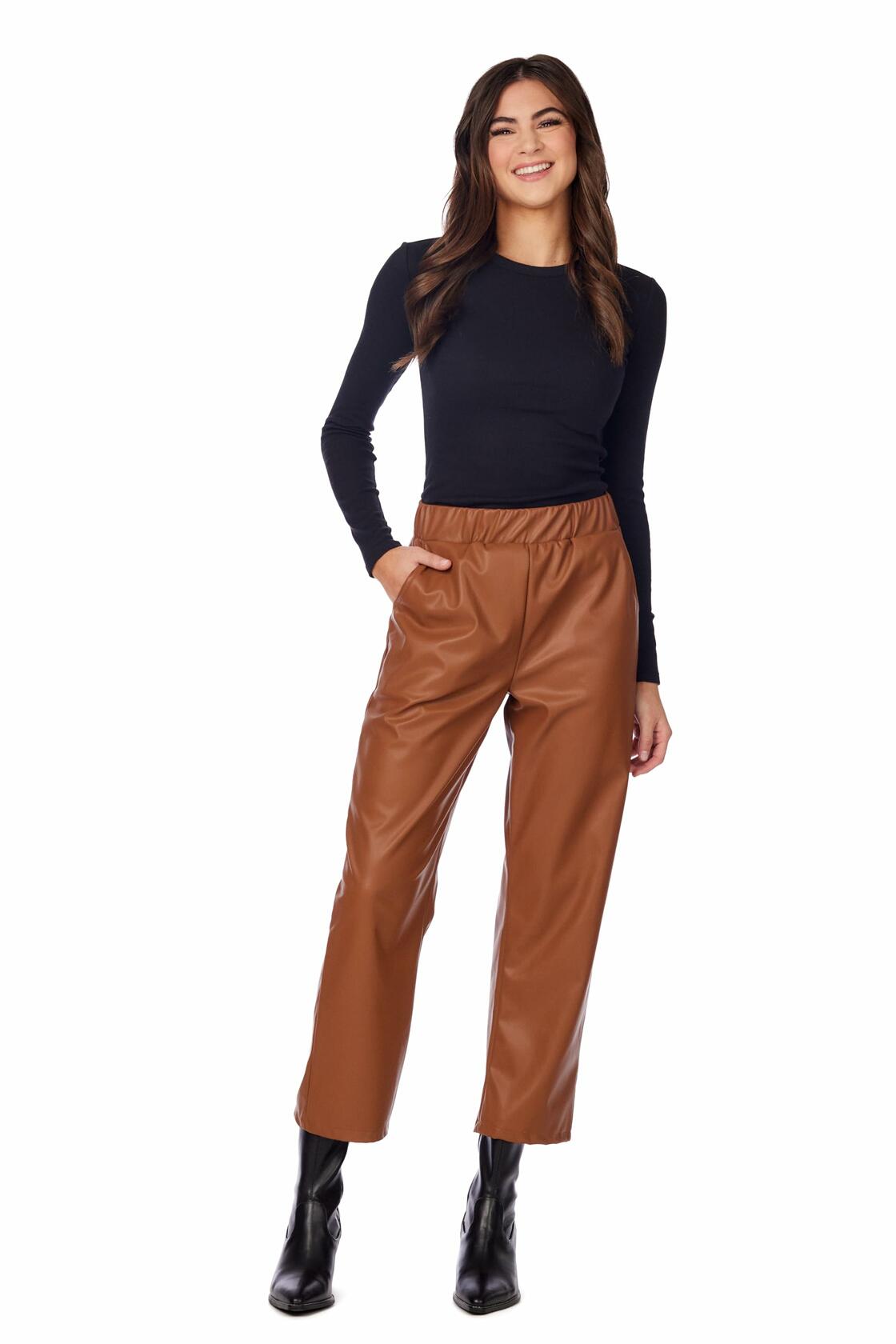 Ballard Leather Pant Brown By Mud Pie