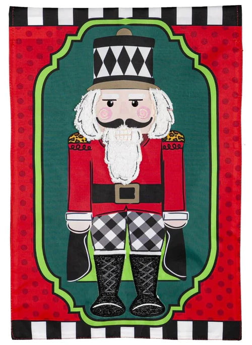 Patterned Nutcracker Garden Applique Flag