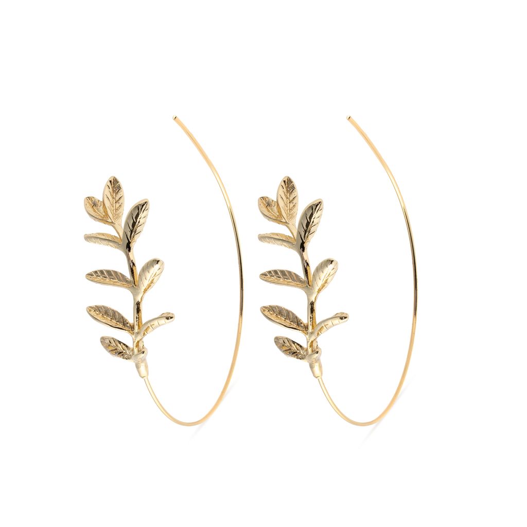 Emory - Gold Hoop with Leaf Earring