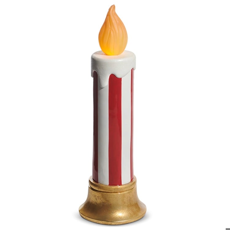 38" Red and White Swirl Battery Operated Candle