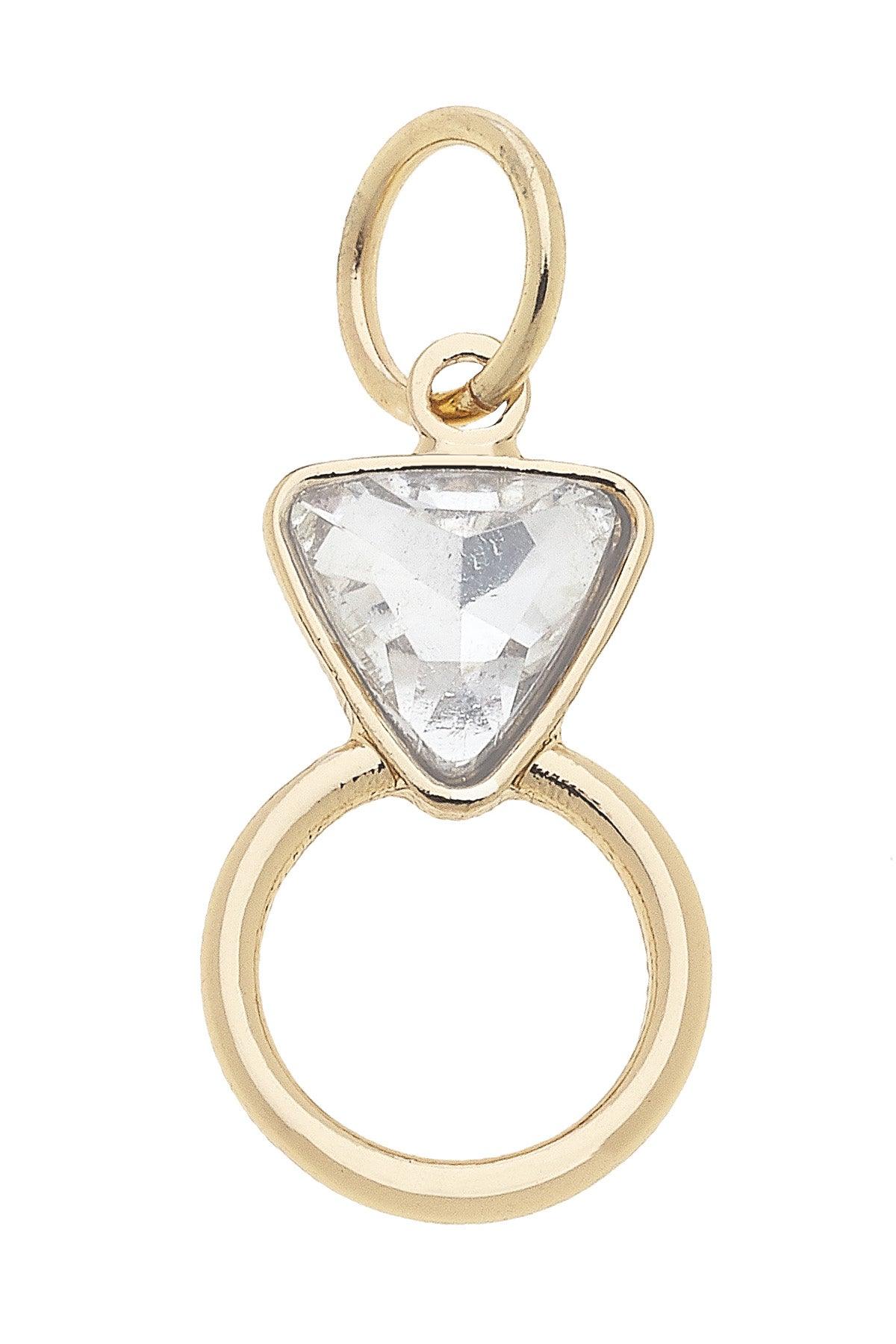 Rhinestone Ring Charm in Shiny Gold