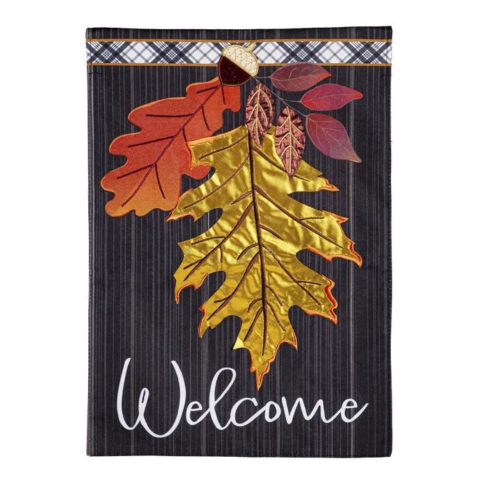 Welcome Autumn Leaves Garden Linen Flag