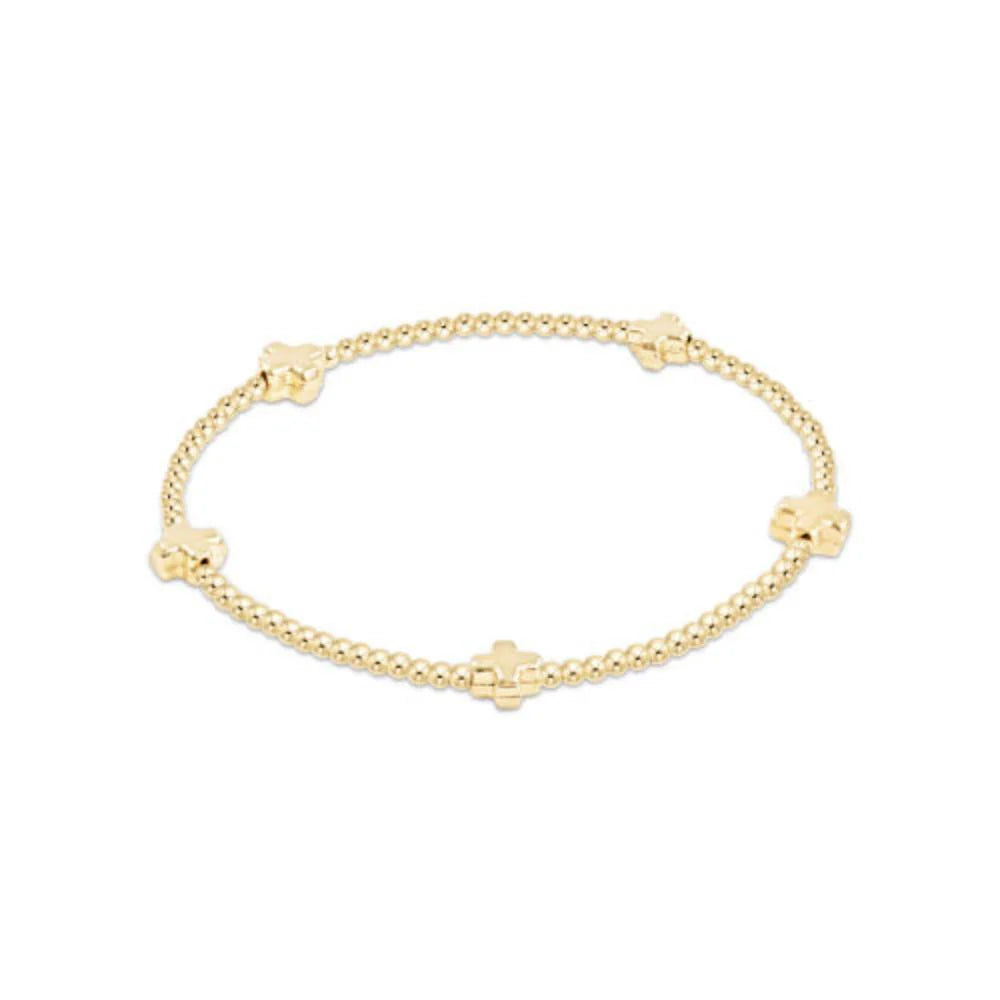 signature cross gold pattern 2mm bead bracelet - turquoise by enewton