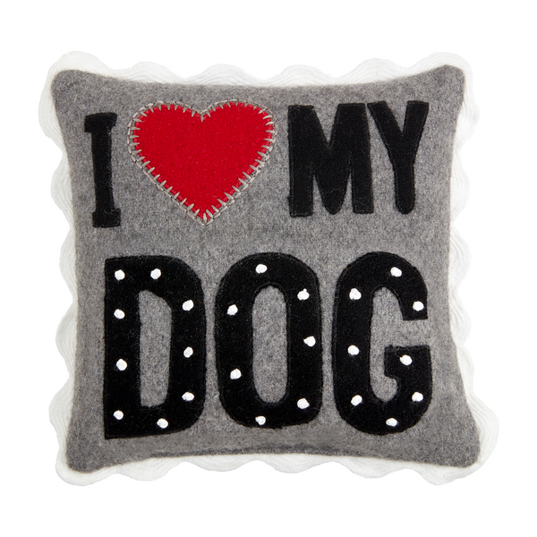 I Love My Dog Mini Felted Pillow By Mud Pie
