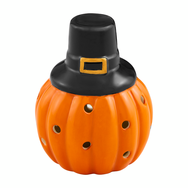PUMPKIN PILGRIM LIGHT-UP SITTER BY MUD PIE - A. Dodson's
